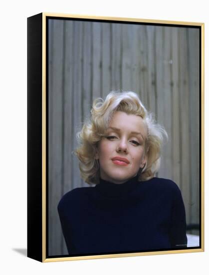 Marilyn Monroe on Patio Outside of Her Home-Alfred Eisenstaedt-Framed Premier Image Canvas