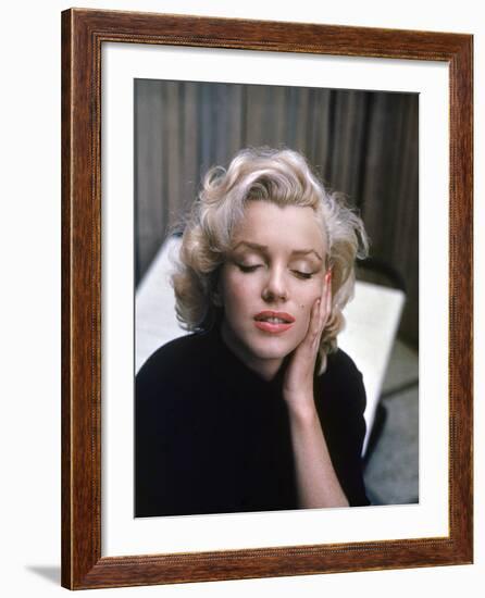 Marilyn Monroe on Patio Outside of Her Home-Alfred Eisenstaedt-Framed Premium Photographic Print