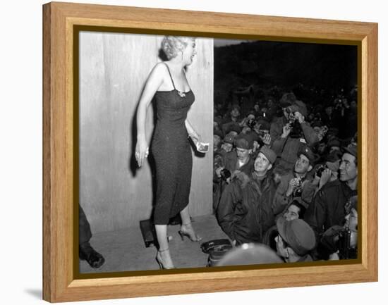 Marilyn Monroe, Poses for the Army Shutterbugs after a Performance at the 3rd US Infantry Division-null-Framed Stretched Canvas