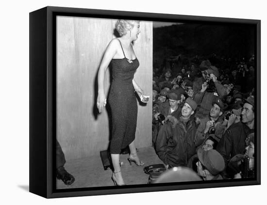 Marilyn Monroe, Poses for the Army Shutterbugs after a Performance at the 3rd US Infantry Division-null-Framed Stretched Canvas