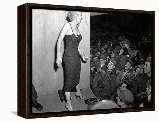 Marilyn Monroe, Poses for the Army Shutterbugs after a Performance at the 3rd US Infantry Division-null-Framed Stretched Canvas