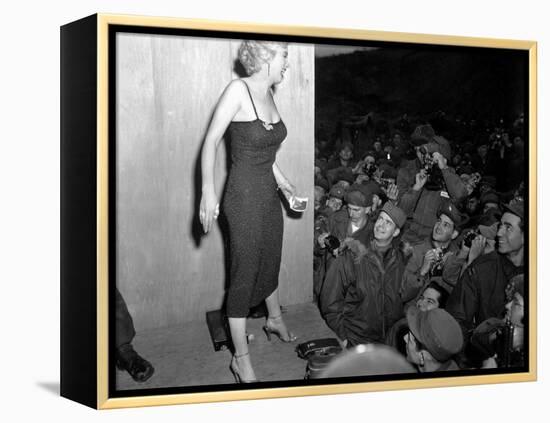 Marilyn Monroe, Poses for the Army Shutterbugs after a Performance at the 3rd US Infantry Division-null-Framed Stretched Canvas