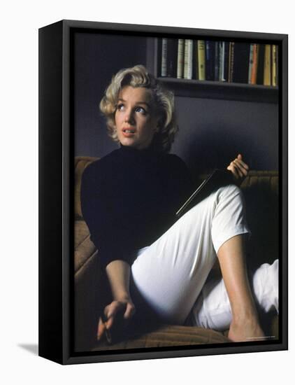 Marilyn Monroe Relaxing at Home-Alfred Eisenstaedt-Framed Premier Image Canvas