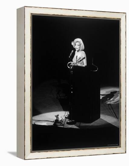 Marilyn Monroe Singing "Happy Birthday" at Democratic Rally for President John F Kennedy's Birthday-Yale Joel-Framed Premier Image Canvas