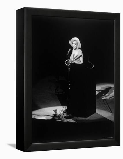 Marilyn Monroe Singing "Happy Birthday" at Democratic Rally for President John F Kennedy's Birthday-Yale Joel-Framed Premier Image Canvas