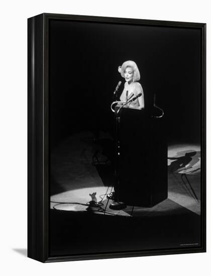 Marilyn Monroe Singing "Happy Birthday" at Democratic Rally for President John F Kennedy's Birthday-Yale Joel-Framed Premier Image Canvas