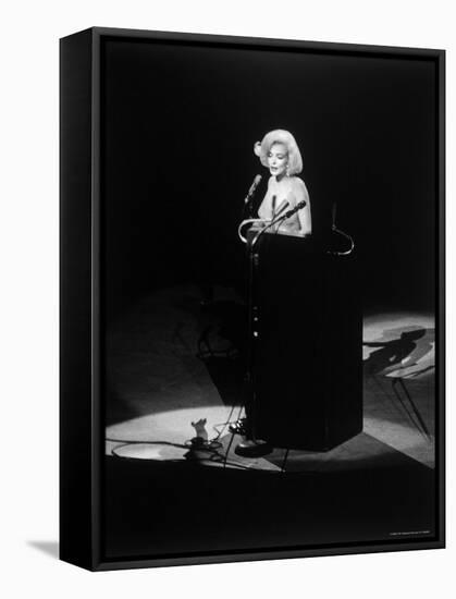 Marilyn Monroe Singing "Happy Birthday" at Democratic Rally for President John F Kennedy's Birthday-Yale Joel-Framed Premier Image Canvas