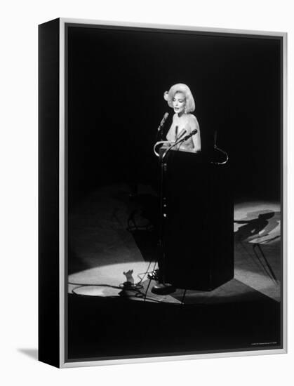 Marilyn Monroe Singing "Happy Birthday" at Democratic Rally for President John F Kennedy's Birthday-Yale Joel-Framed Premier Image Canvas