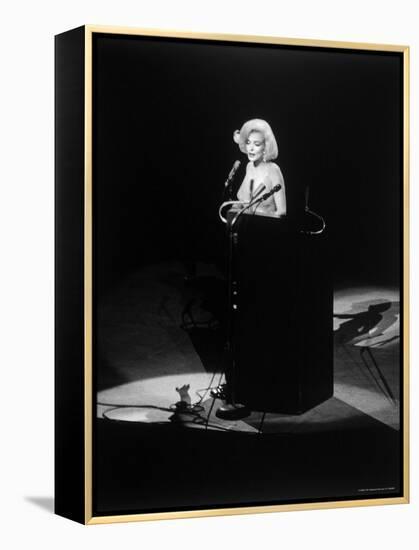 Marilyn Monroe Singing "Happy Birthday" at Democratic Rally for President John F Kennedy's Birthday-Yale Joel-Framed Premier Image Canvas