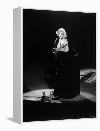 Marilyn Monroe Singing "Happy Birthday" at Democratic Rally for President John F Kennedy's Birthday-Yale Joel-Framed Premier Image Canvas