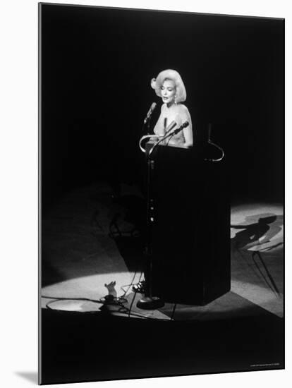 Marilyn Monroe Singing "Happy Birthday" at Democratic Rally for President John F Kennedy's Birthday-Yale Joel-Mounted Premium Photographic Print