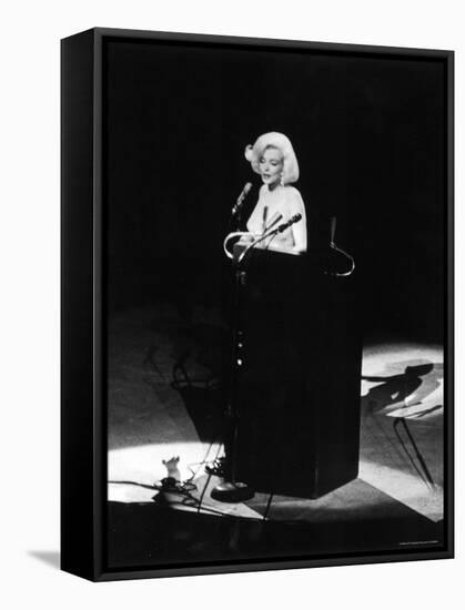 Marilyn Monroe Singing "Happy Birthday" at Democratic Rally for President John F Kennedy's Birthday-Yale Joel-Framed Premier Image Canvas