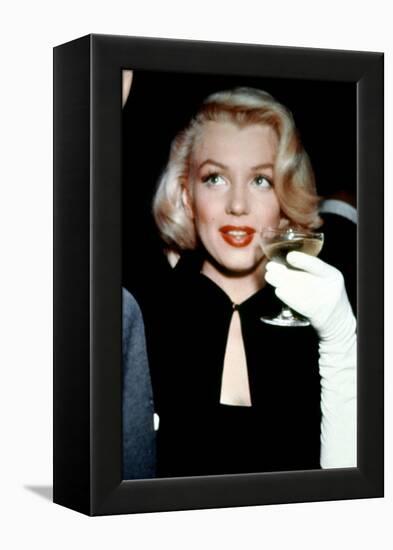 Marilyn Monroe with a Glass of Champagne, 1955-null-Framed Stretched Canvas