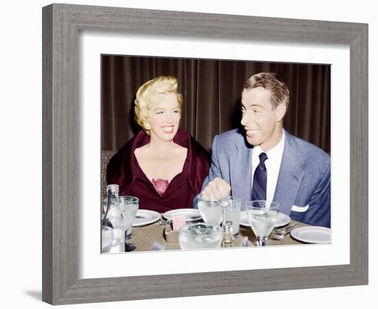 Marilyn Monroe with her second husband, Joe DiMaggio, 1954-null-Framed Photo