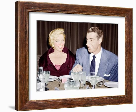 Marilyn Monroe with her second husband, Joe DiMaggio, 1954-null-Framed Photo