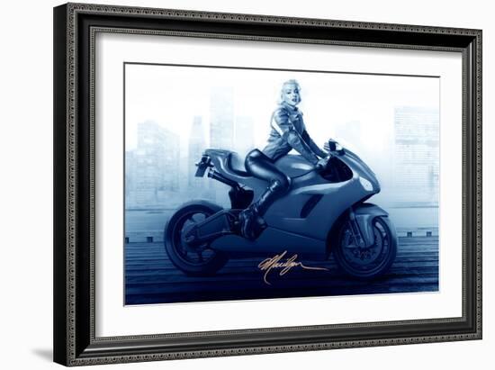 Marilyn's Ride in Blue-JJ Brando-Framed Art Print