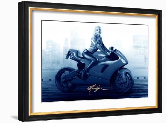 Marilyn's Ride in Blue-JJ Brando-Framed Art Print