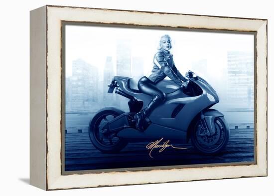 Marilyn's Ride in Blue-JJ Brando-Framed Stretched Canvas