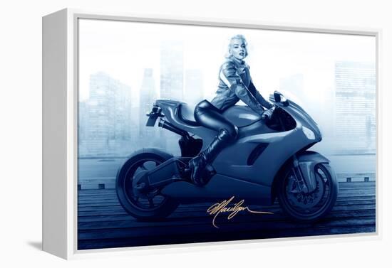 Marilyn's Ride in Blue-JJ Brando-Framed Stretched Canvas