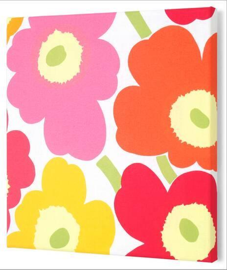 Marimekko Unikko Fabric Panel Yel Org Pink Pieni 15x15 Alternative Wall Decor Art Com