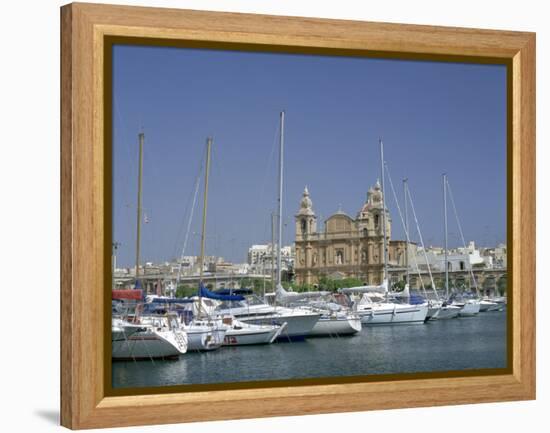 Marina and Church, Malta-Peter Thompson-Framed Premier Image Canvas