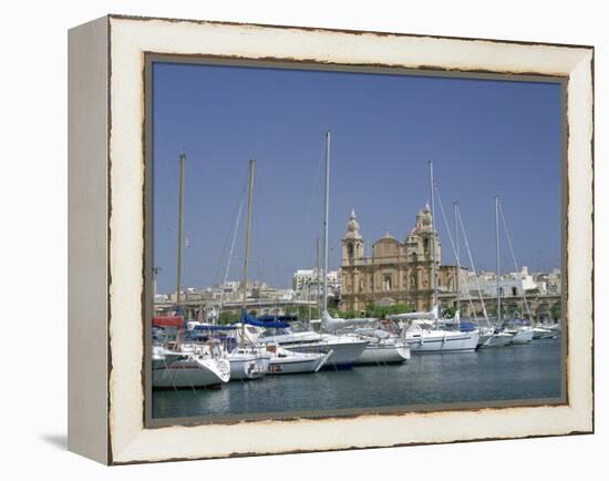 Marina and Church, Malta-Peter Thompson-Framed Premier Image Canvas