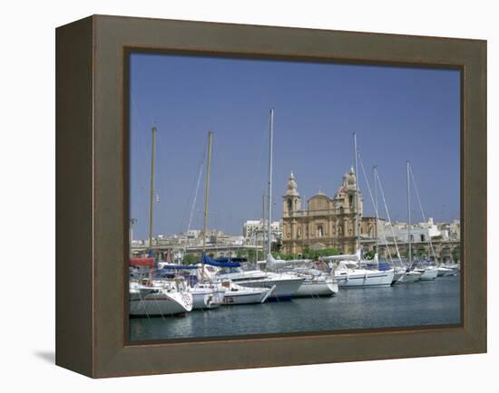 Marina and Church, Malta-Peter Thompson-Framed Premier Image Canvas