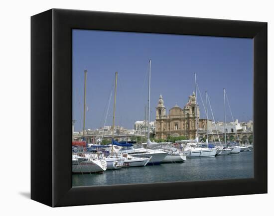 Marina and Church, Malta-Peter Thompson-Framed Premier Image Canvas