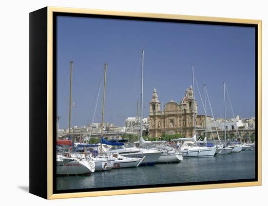 Marina and Church, Malta-Peter Thompson-Framed Premier Image Canvas