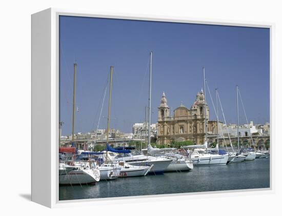 Marina and Church, Malta-Peter Thompson-Framed Premier Image Canvas