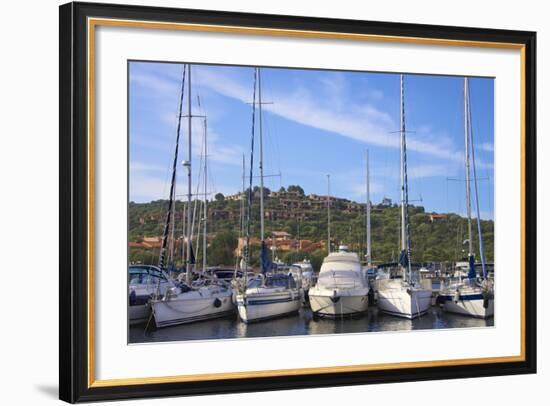 Marina and Perched Village, Ottiolu Harbour, Costa Degli Oleandri, Sardinia, Italy, Mediterranean-Guy Thouvenin-Framed Photographic Print