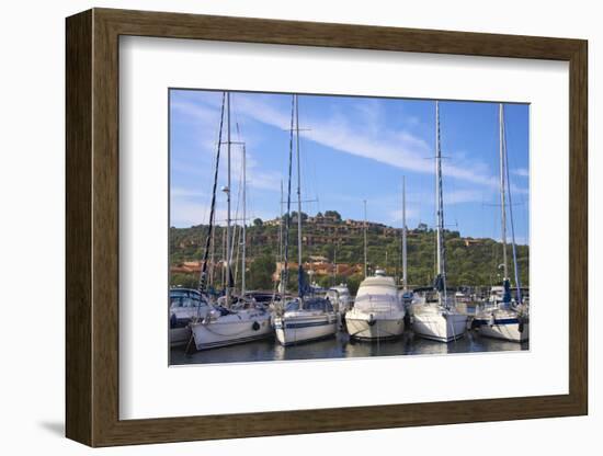 Marina and Perched Village, Ottiolu Harbour, Costa Degli Oleandri, Sardinia, Italy, Mediterranean-Guy Thouvenin-Framed Photographic Print