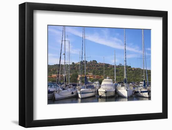 Marina and Perched Village, Ottiolu Harbour, Costa Degli Oleandri, Sardinia, Italy, Mediterranean-Guy Thouvenin-Framed Photographic Print