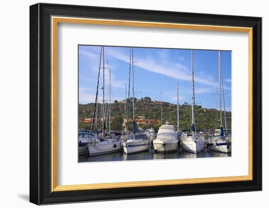 Marina and Perched Village, Ottiolu Harbour, Costa Degli Oleandri, Sardinia, Italy, Mediterranean-Guy Thouvenin-Framed Photographic Print