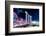 Marina Bay Sands and Helix Bridge city lights at night in Singapore with water reflections-David Chang-Framed Photographic Print