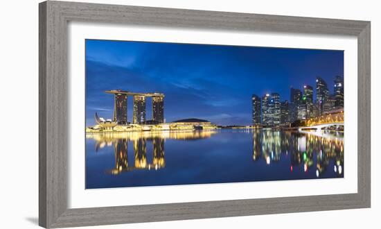 Marina Bay Sands Hotel and skyline, Marina Bay, Singapore-Ian Trower-Framed Photographic Print