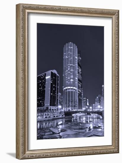 Marina City on the Chicago River BW-Steve Gadomski-Framed Photographic Print