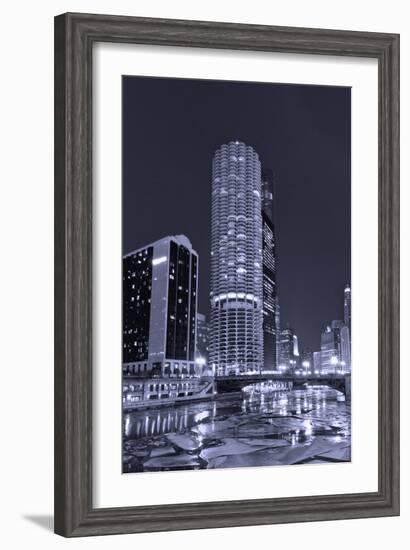 Marina City on the Chicago River BW-Steve Gadomski-Framed Photographic Print