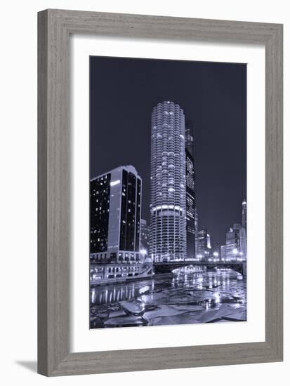 Marina City on the Chicago River BW-Steve Gadomski-Framed Photographic Print