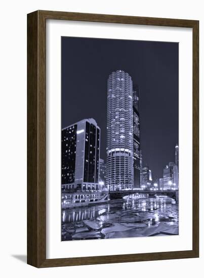 Marina City on the Chicago River BW-Steve Gadomski-Framed Photographic Print