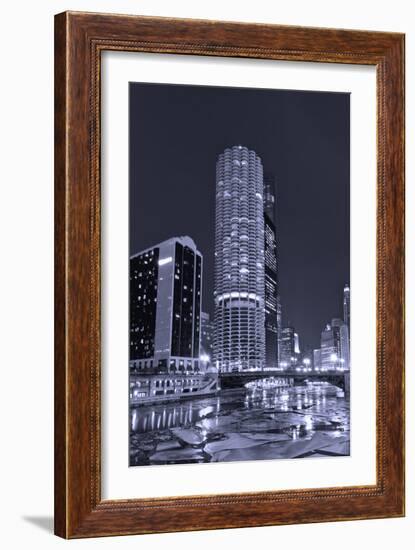 Marina City on the Chicago River BW-Steve Gadomski-Framed Photographic Print