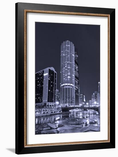 Marina City on the Chicago River BW-Steve Gadomski-Framed Photographic Print