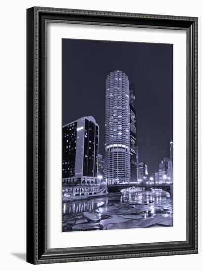 Marina City on the Chicago River BW-Steve Gadomski-Framed Photographic Print