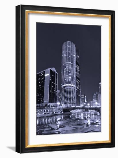 Marina City on the Chicago River BW-Steve Gadomski-Framed Photographic Print