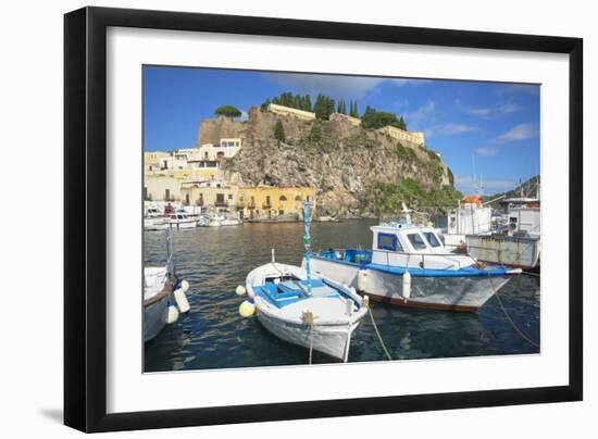 Marina Corta harbor, Lipari Island, Aeolian Islands, UNESCO World Heritage Site, Sicily, Italy-Marco Simoni-Framed Photographic Print