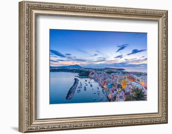 Marina di Corricella at sunset, Procida, Flegrean Islands, Campania, Italy, Europe-Neil Farrin-Framed Photographic Print