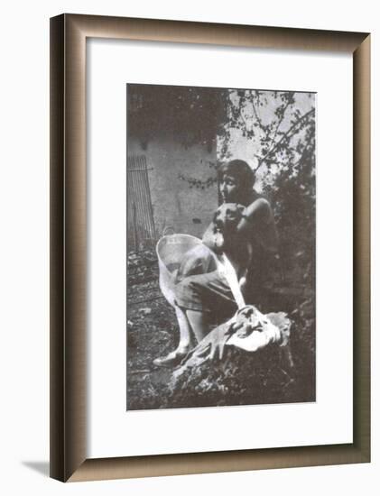 Marina Tsvetaeva with Her Dog, Savoy, 1930-null-Framed Giclee Print