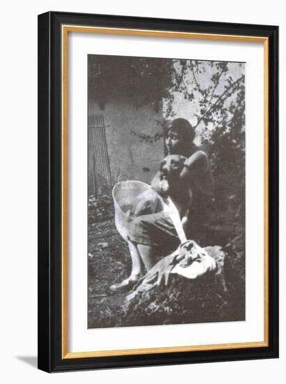 Marina Tsvetaeva with Her Dog, Savoy, 1930-null-Framed Giclee Print