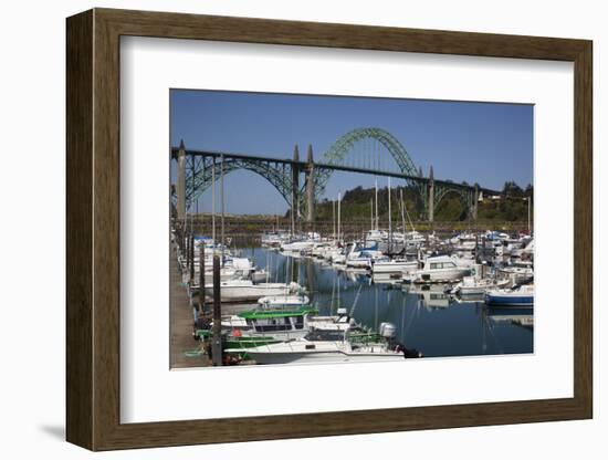 Marina with Pleasure Boats and Yaquina Bay Bridge, Newport, Oregon, USA-Jamie & Judy Wild-Framed Photographic Print