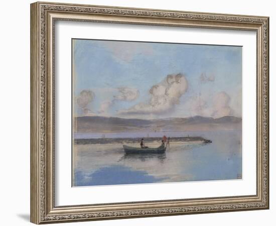 Marine: Boat Green in the Foreground with Two Figures-Charles Cottet-Framed Giclee Print